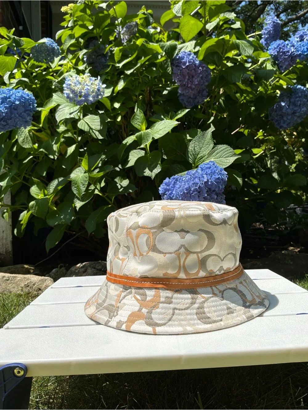 Coach Signature Print Bucket Hat in Beige/Tan